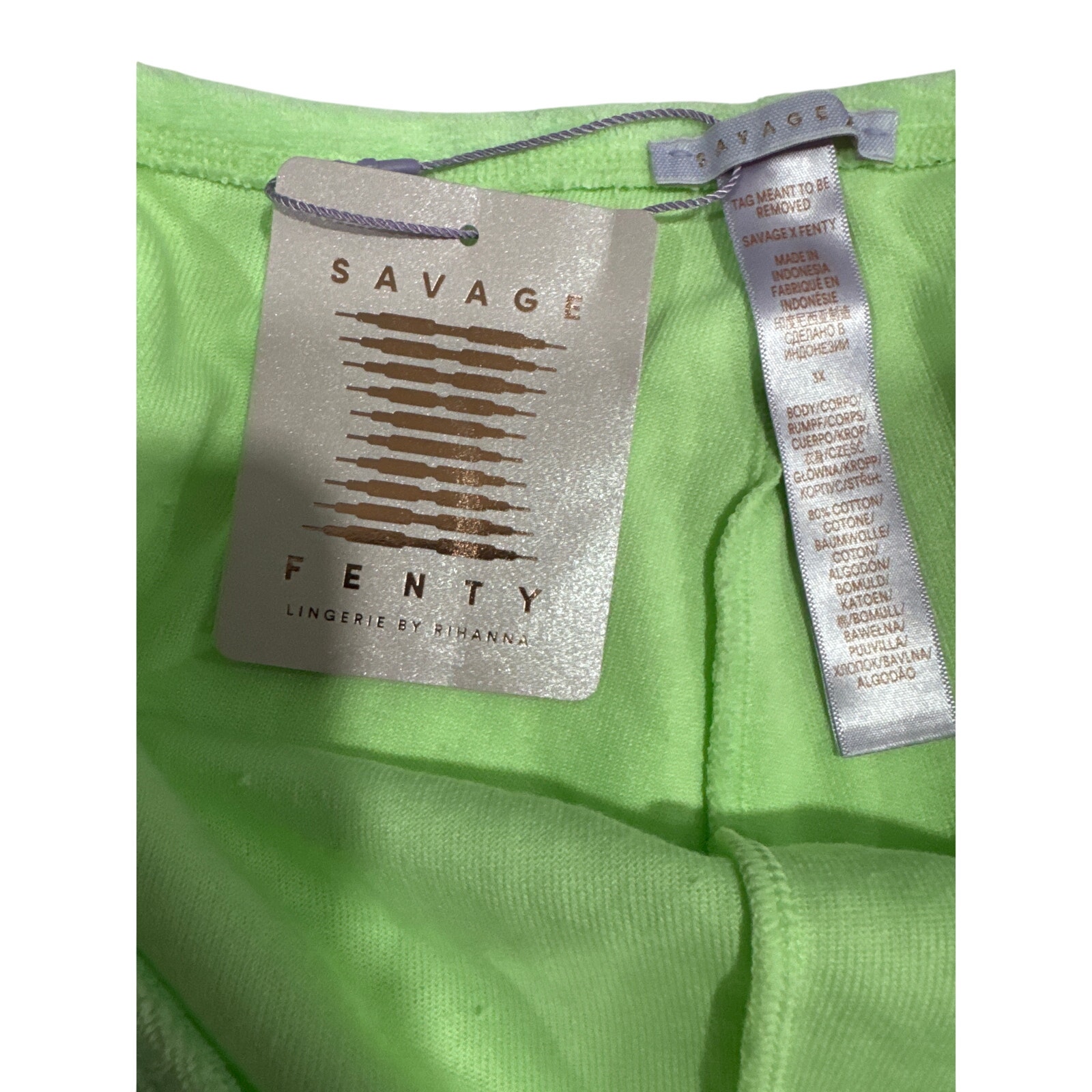 Savage X Fenty Mint Green Curvy Terry Side Tie Intimate Playwear - Size: 2x — image 3 of 7